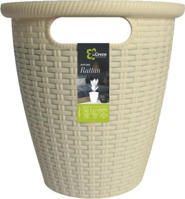 Кашпо напольное Rattan D233мм, 7 л с внутренним горшком 4,5 л Сливочный