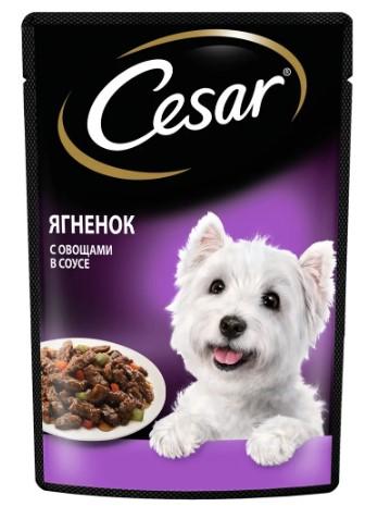 Влажный корм для собак Cesar Adult, кусочки с ягненком и овощами в соусе, 28 х 85 г в интернет гипермаркете «Планета Лета». Фото